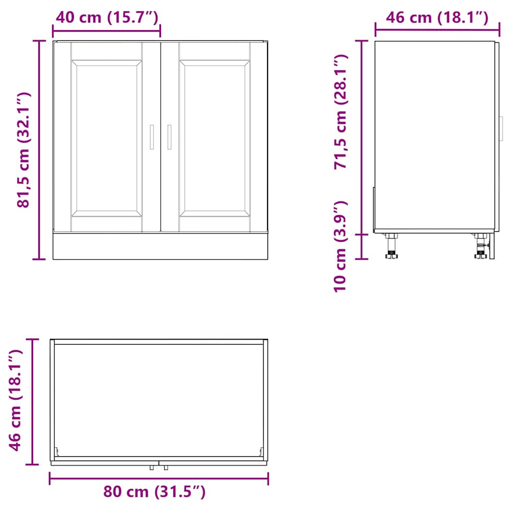 Sink Base Cabinet "Porto" Grey Sonoma 80x46x81.5 cm Engineered Wood