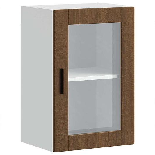 Kitchen Wall Cabinet with Glass Door Porto Brown Oak