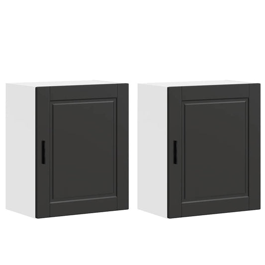 Kitchen Wall Cabinets 2 pcs Porto Black Engineered Wood