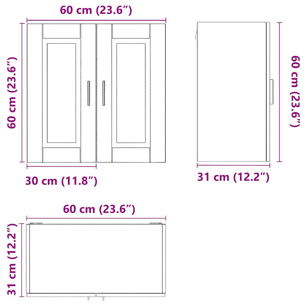 Kitchen Wall Cabinet Porto Brown Oak Engineered Wood
