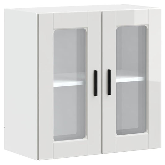 Kitchen Wall Cabinet with Glass Door Porto High Gloss White