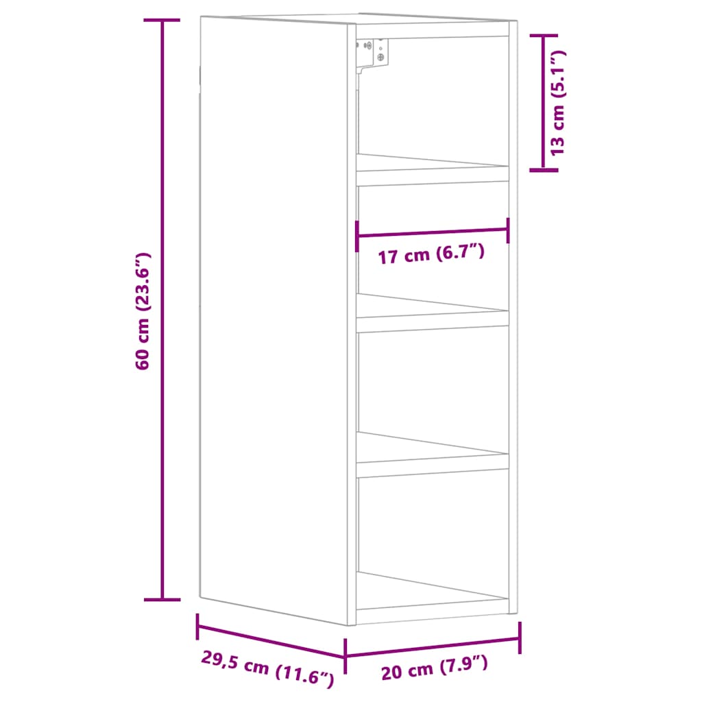 Hanging Cabinet Riga Grey Sonoma 20x29.5x60 cm Engineered Wood
