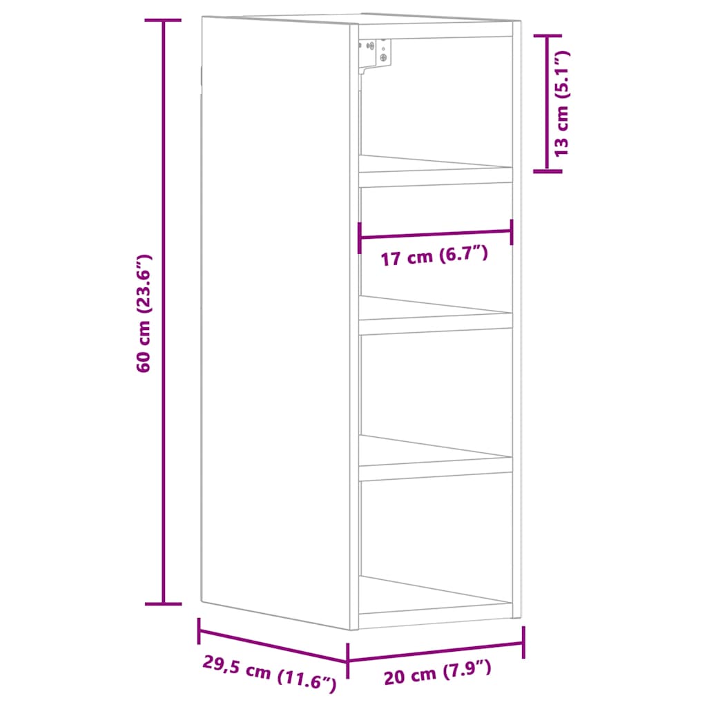 Hanging Cabinet Riga Artisan Oak 20x29.5x60 cm Engineered Wood