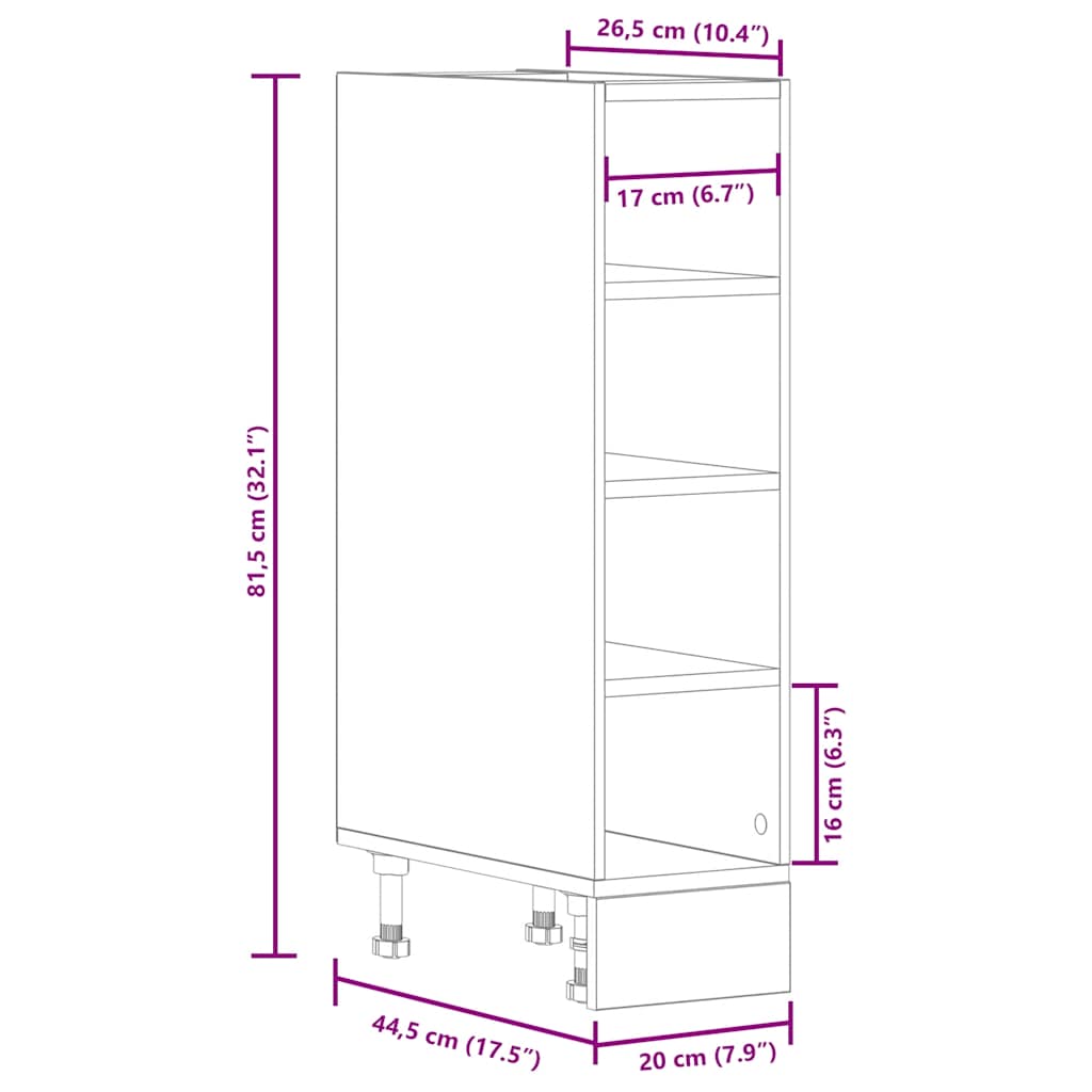 Bottom Cabinet Riga Artisan Oak 20x44.5x81.5 cm Engineered Wood