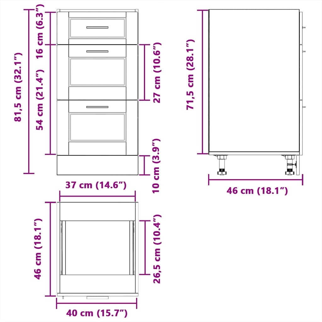 Kitchen Base Cabinet Porto Grey Sonoma Engineered Wood