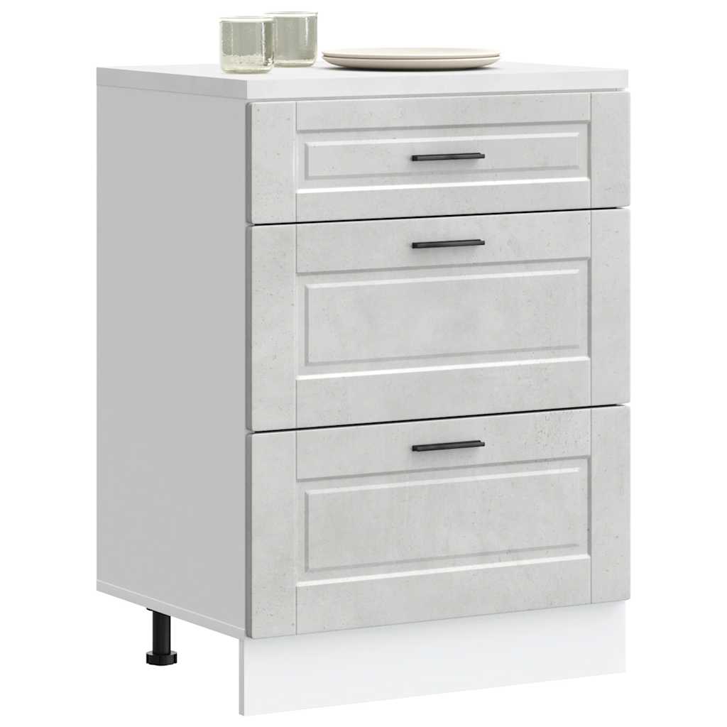 Kitchen Base Cabinet Porto Concrete Grey Engineered Wood