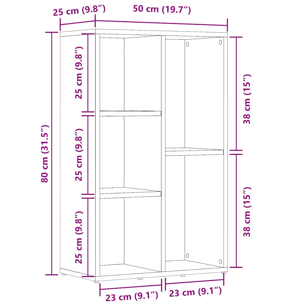 Book Cabinet Artisan Oak 50x25x80 cm Engineered Wood