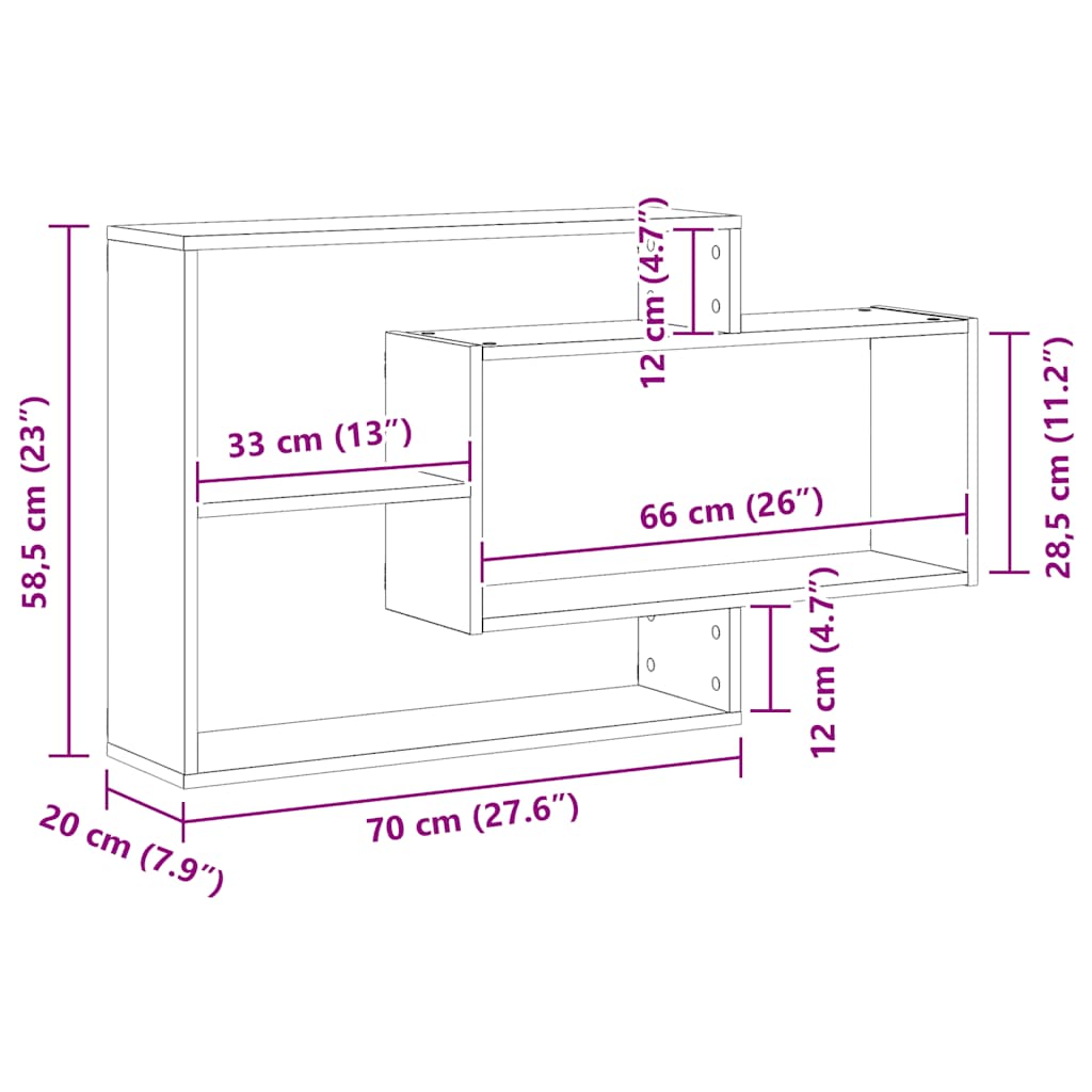 Wall Shelf Artisan Oak 104x20x58.5 cm Engineered Wood