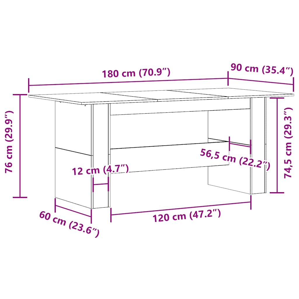 Dining Table | Old Wood | Engineered Wood | Large | Dining Table