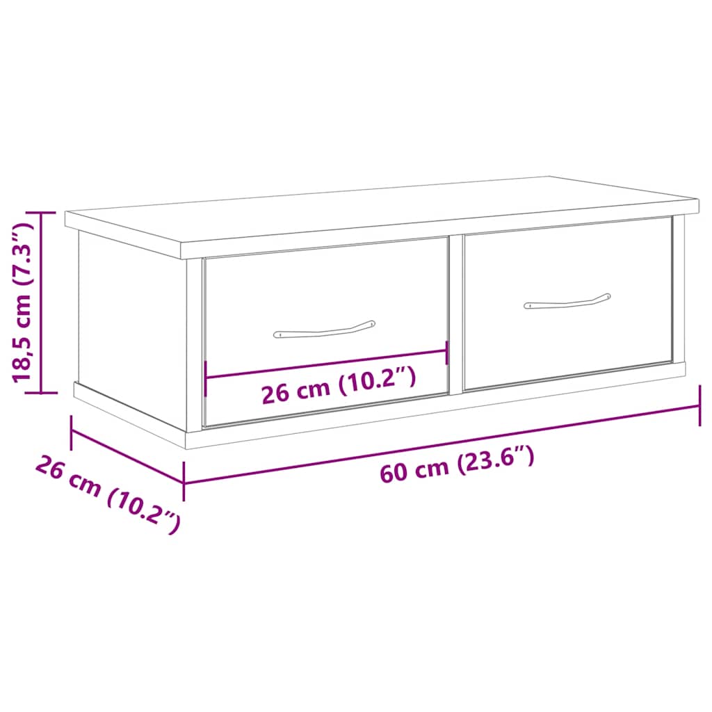 Wall Cabinet Old Wood 60x26x18,5 cm Engineered Wood