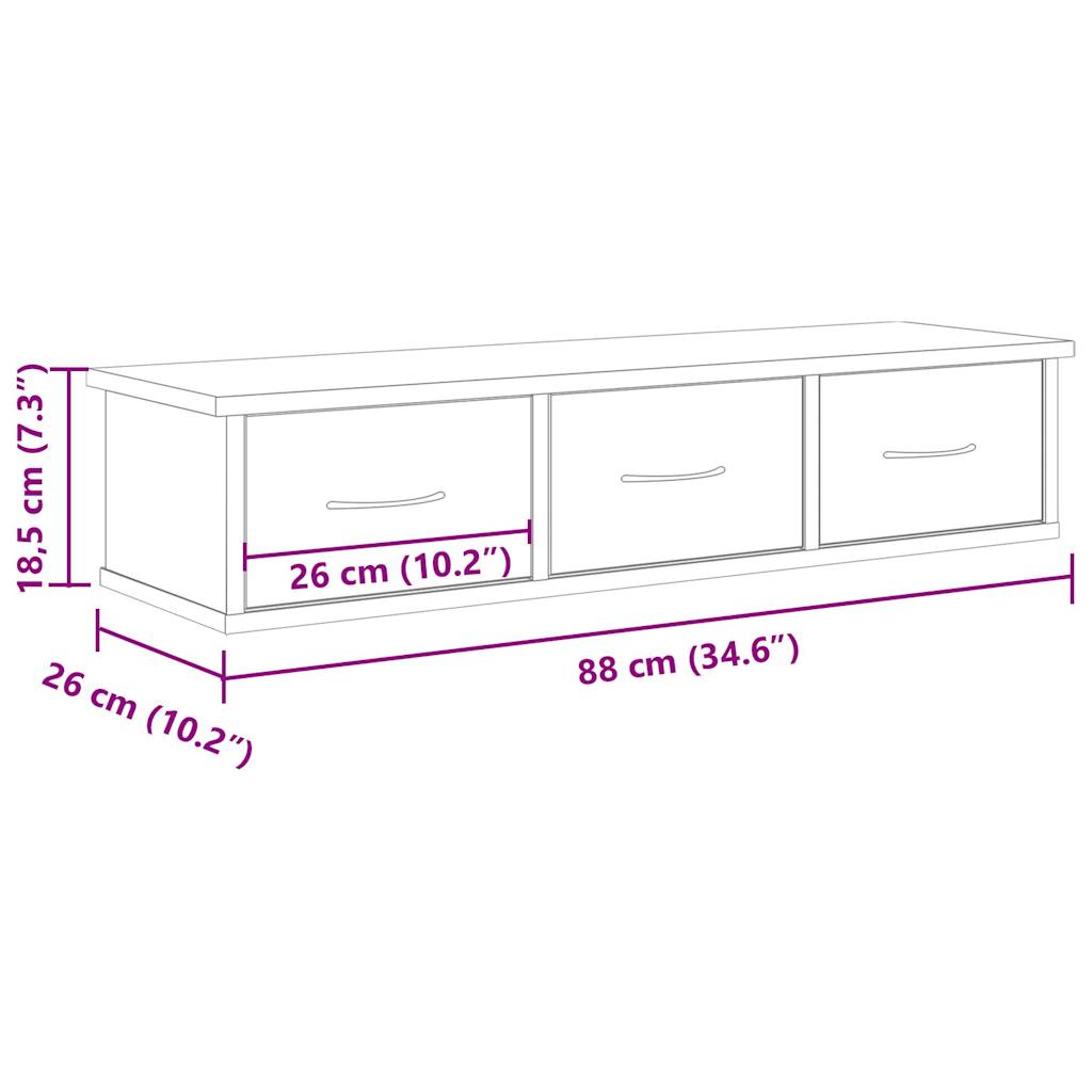 Wall Cabinet Old Wood 88x26x18,5 cm Engineered Wood