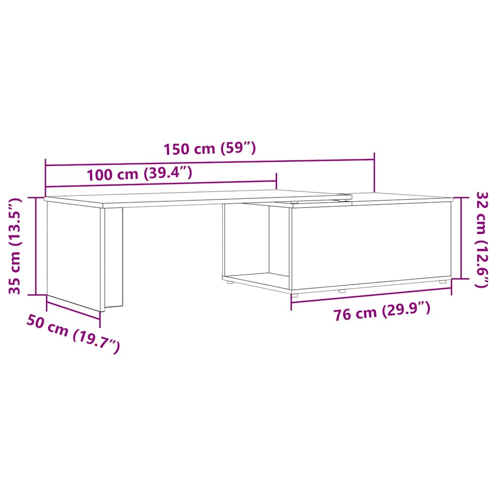 Coffee Table | Artisan Oak | Engineered Wood | 150x50x35 cm