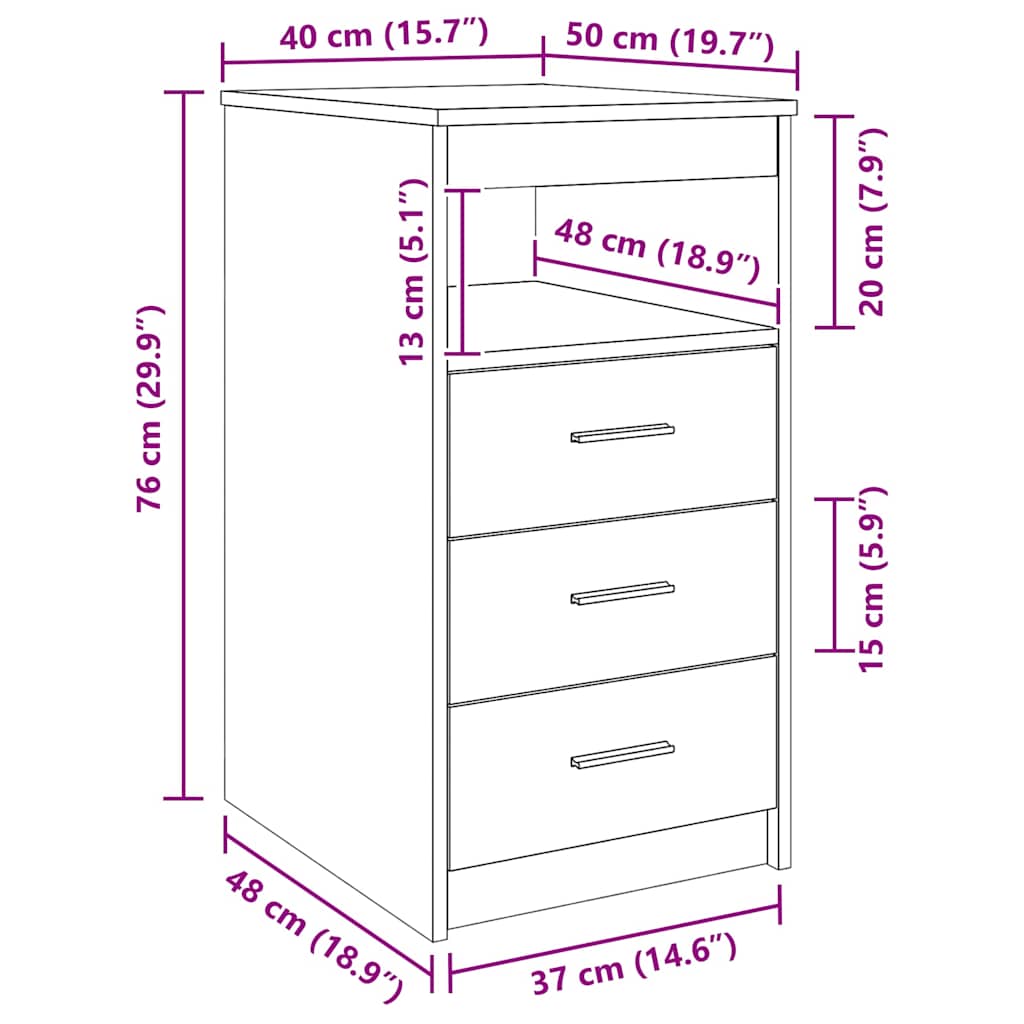 Drawer Cabinet Old Wood 40x50x76 cm Engineered Wood