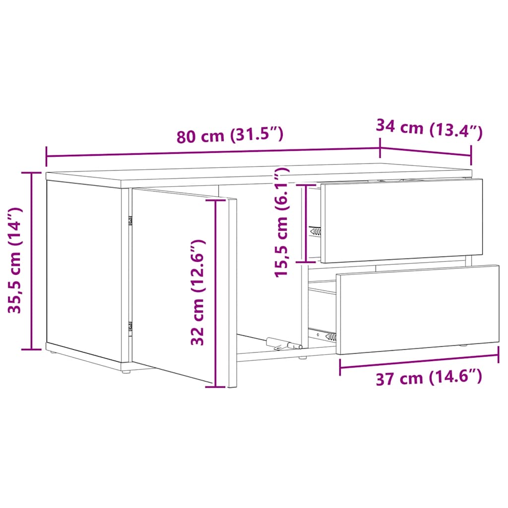 TV Cabinet Artisan Oak 80x34x35.5 cm Engineered Wood
