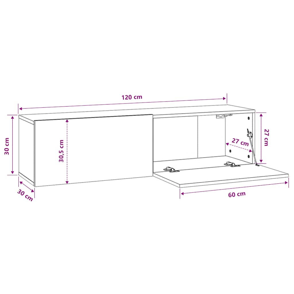 Wall Mounted TV Cabinet Old Wood 120x30x30 cm Engineered Wood