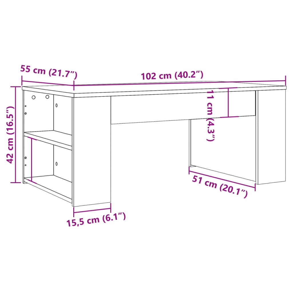 Coffee Table Old Wood 102x55x42 cm Engineered Wood