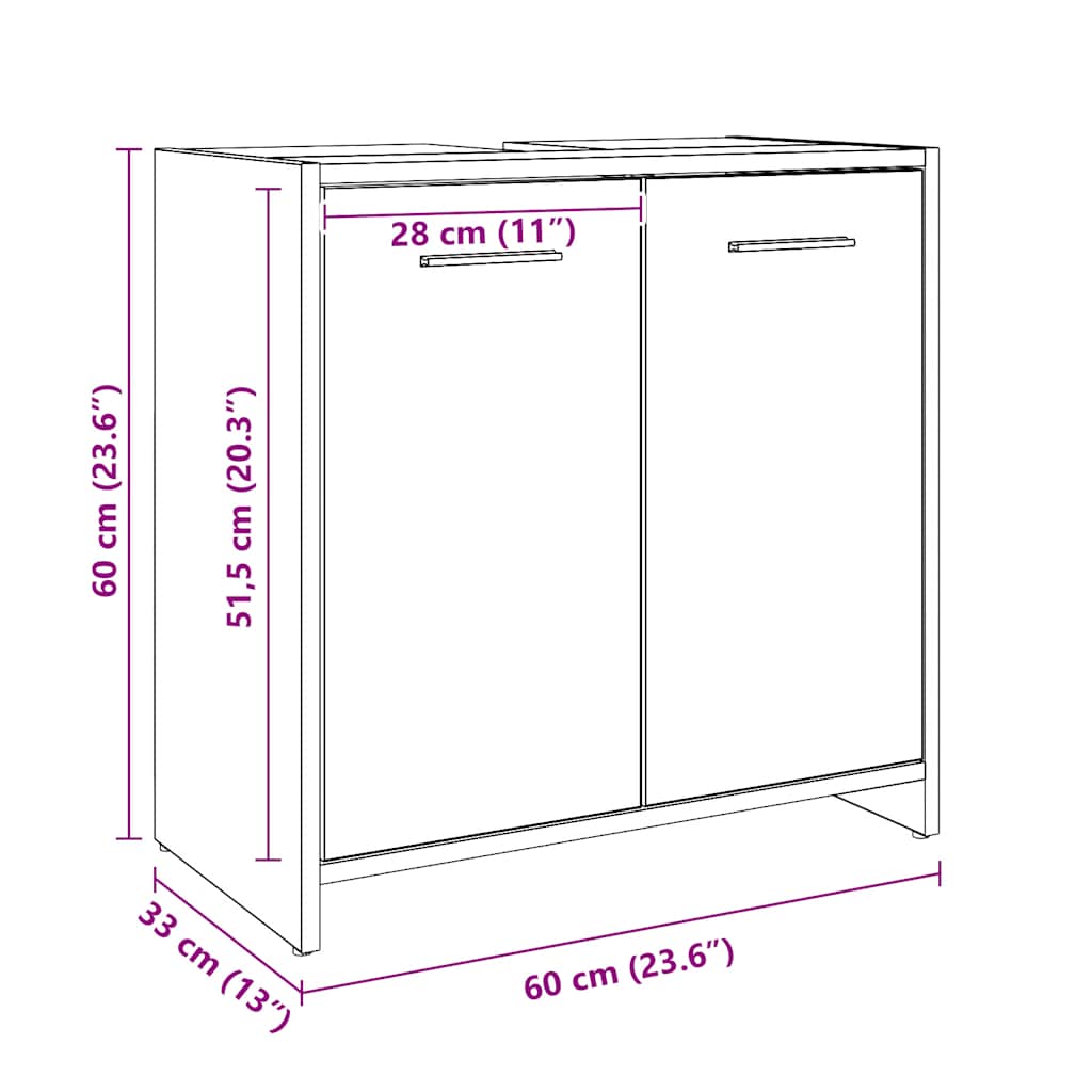 Bathroom Sink Cabinet Artisan Oak 60x33x60 cm Engineered Wood