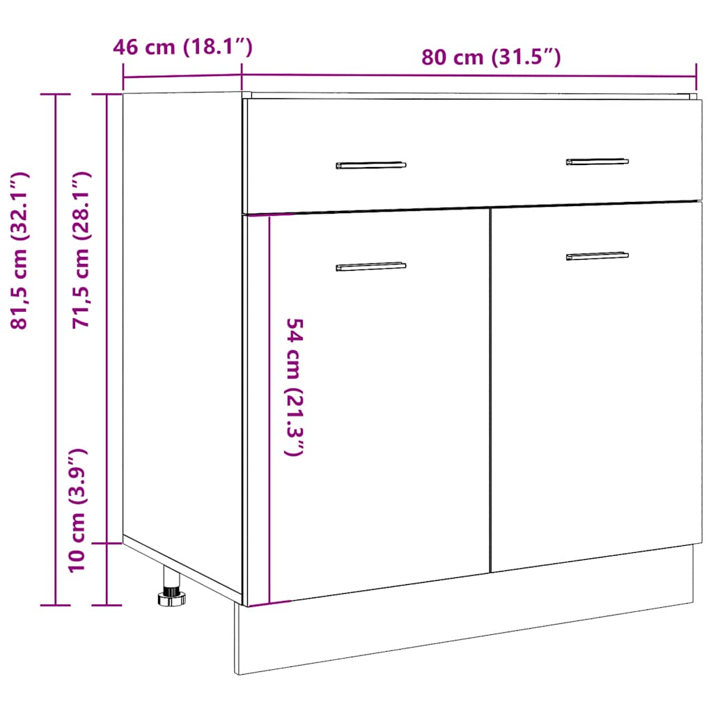 Drawer Bottom Cabinet Lyon Concrete Grey 80x46x81.5 cm Engineered Wood