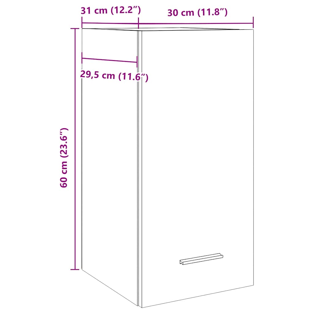Hanging Cabinet Lyon Artisan Oak 30x31x60 cm Engineered Wood