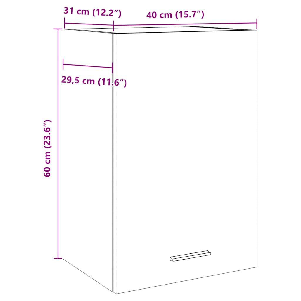 Hanging Cabinet Lyon Old Wood 40x31x60 cm Engineered Wood