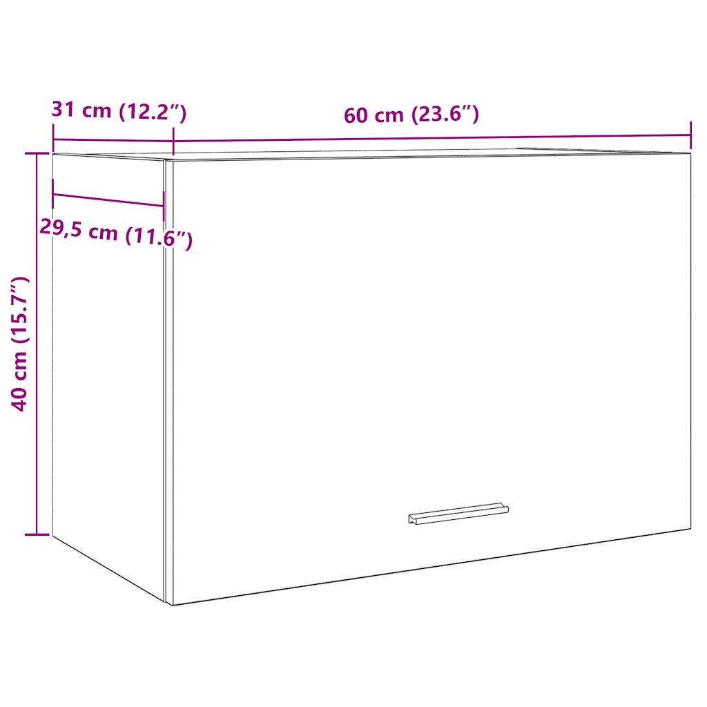 Hanging Cabinet Lyon Old Wood 60x31x40 cm Engineered Wood