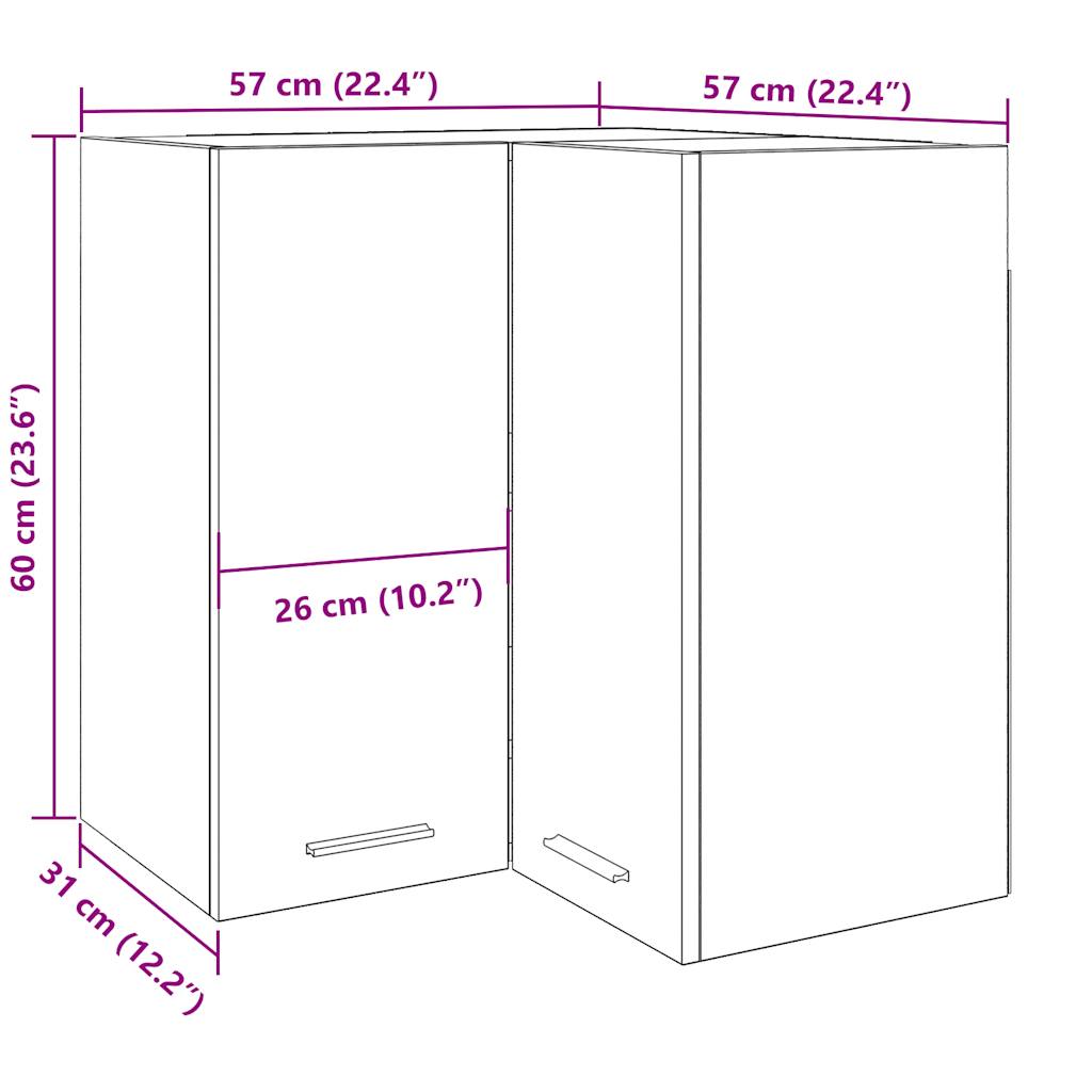 Hanging Corner Cabinet Lyon Old Wood 57x57x60 cm Engineered Wood