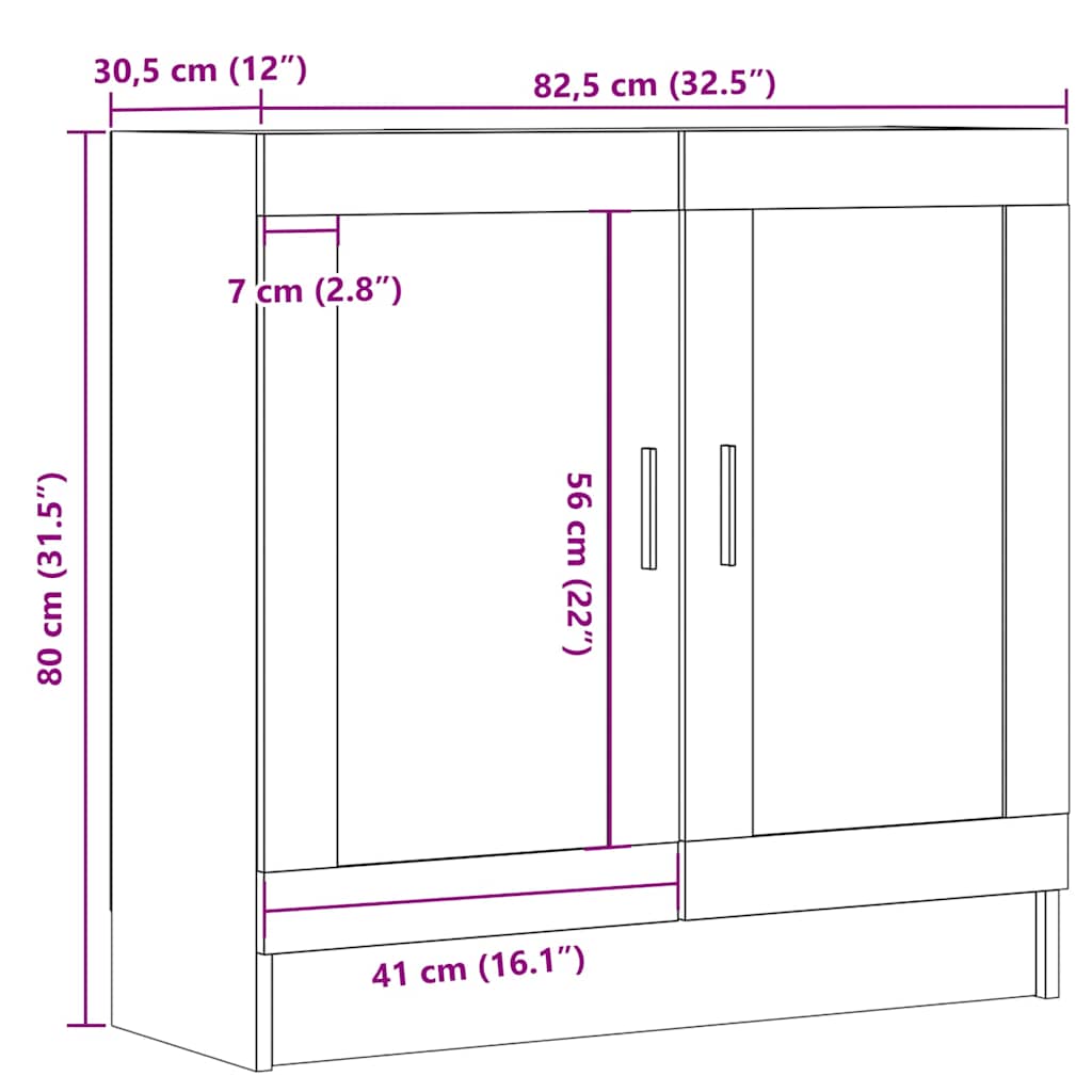 Book Cabinet Old Wood 82,5x30,5x80 cm Engineered Wood