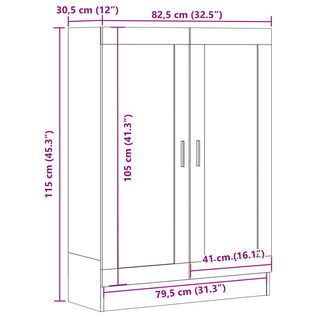 Book Cabinet Old Wood 82,5x30,5x115 cm Engineered Wood