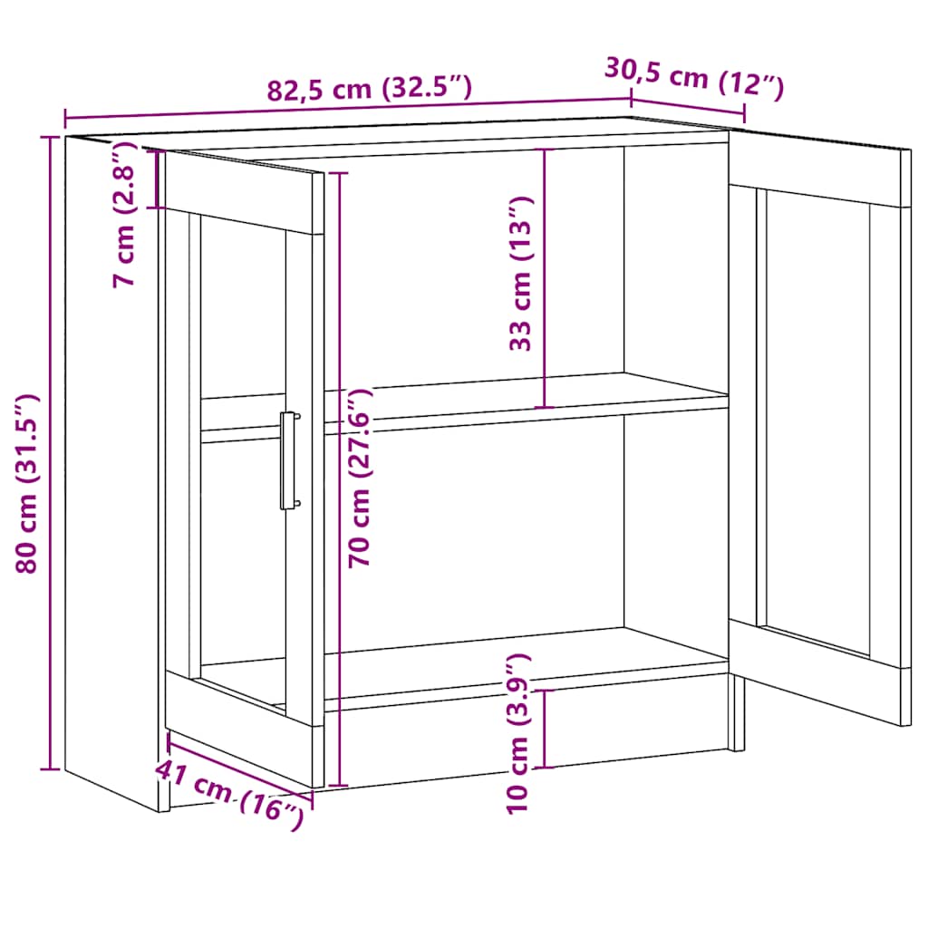 Book Cabinet Old Wood 82,5x30,5x80 cm Engineered Wood