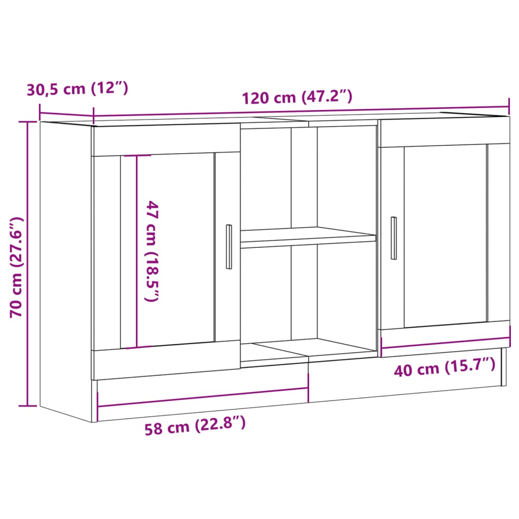 Sideboard Old Wood 120x30,5x70 cm Engineered Wood