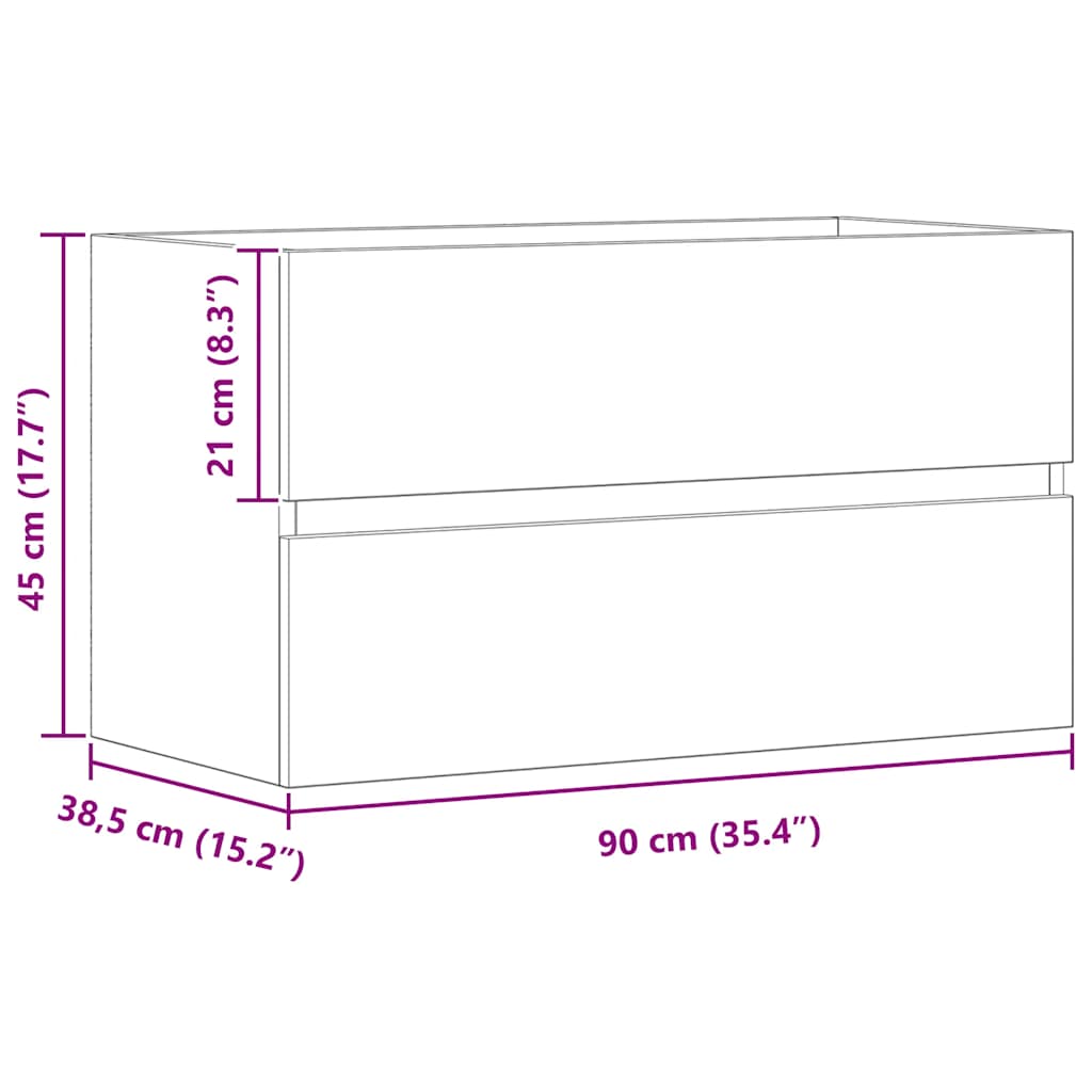Sink Cabinet Artisian Oak 90x38.5x45 cm Engineered Wood