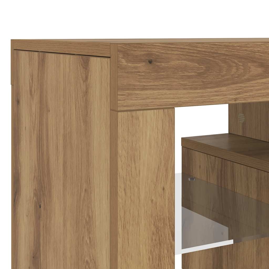 TV Cabinet with LED Lights Artisan Oak 140x36.5x40 cm Engineered Wood