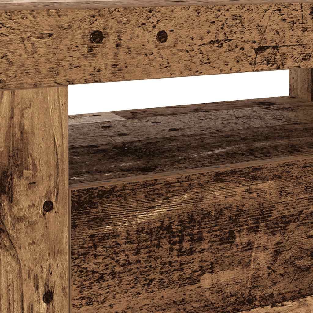 TV Cabinet with LED Lights Old Wood 120x35x40 cm Engineered Wood