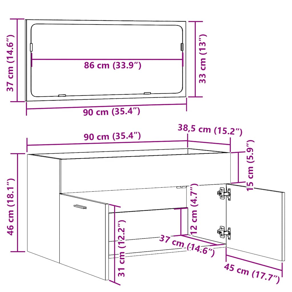 Bathroom Cabinet with Mirror Old Wood Engineered Wood