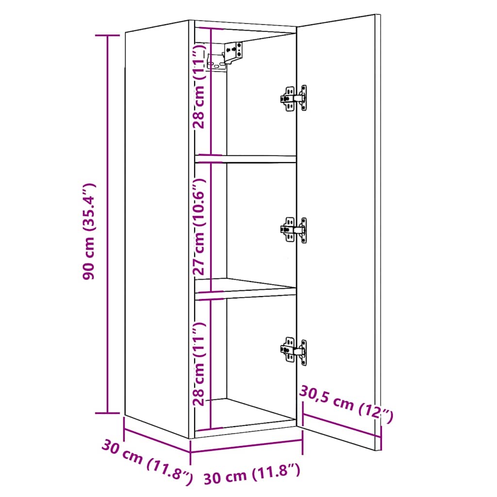 TV Cabinet Artisan Oak 30.5x30x90 cm Engineered Wood