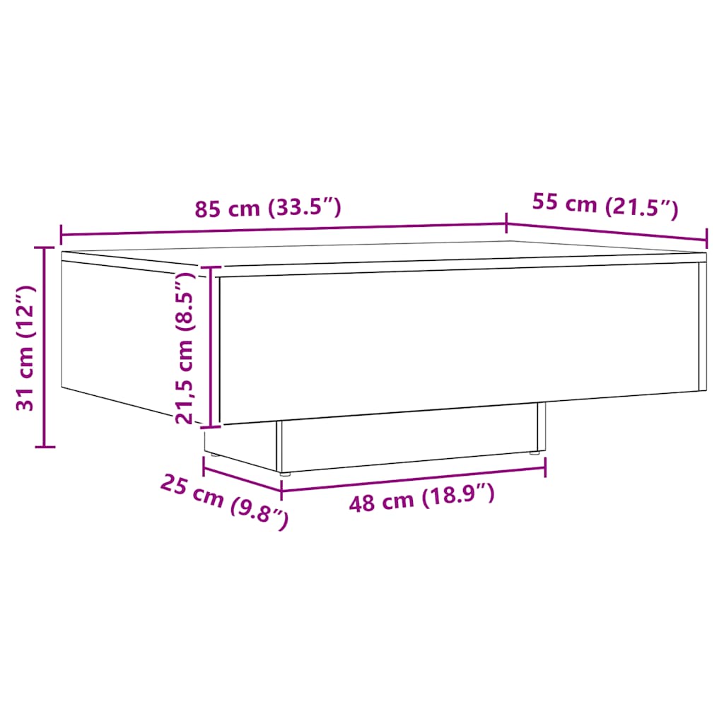 Coffee Table Artisan Oak 85x55x31 cm Engineered Wood