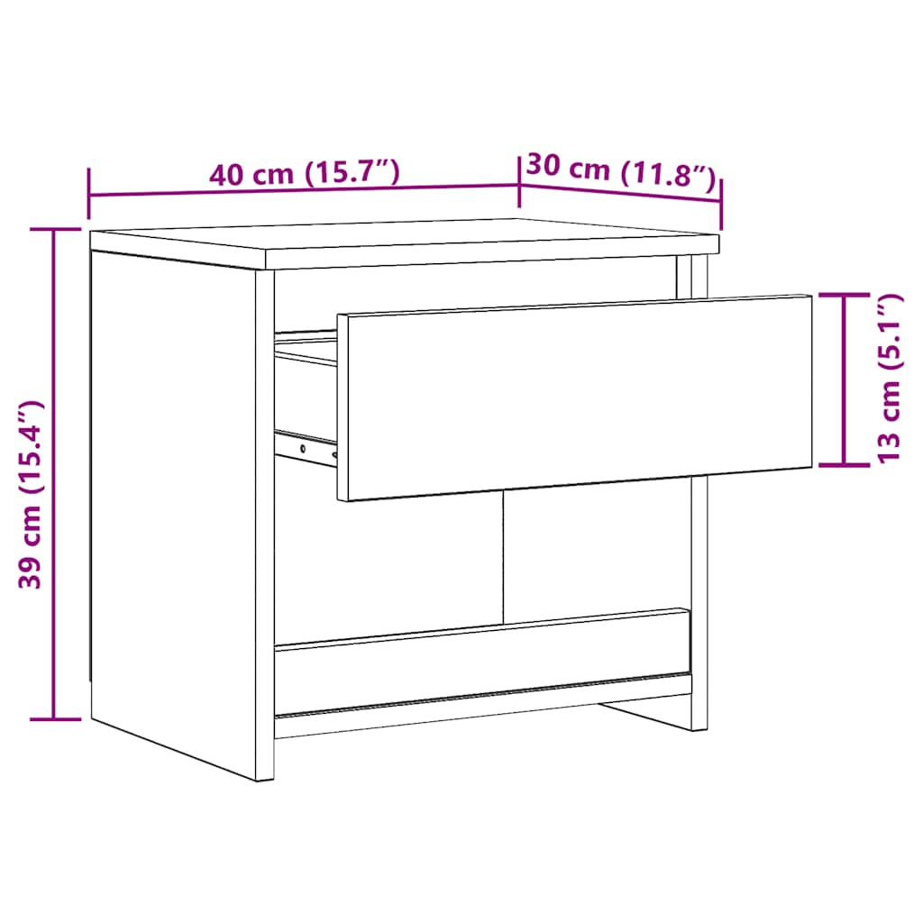 Bedside Cabinet Old Wood 40x30x39 cm Engineered Wood