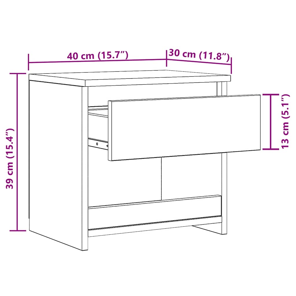 Bedside Cabinets 2 pcs Old Wood 40x30x39 cm Engineered Wood