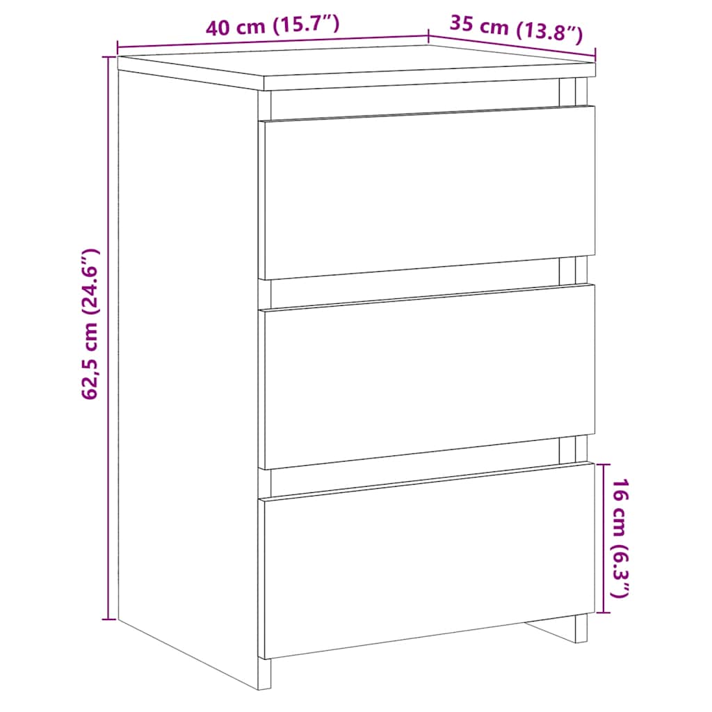 Bedside Cabinet Old Wood 40x35x62,5 cm Engineered Wood