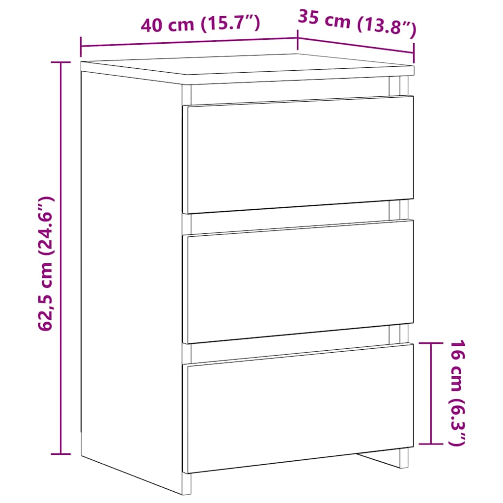 Bedside Cabinets 2 pcs Old Wood 40x35x62,5 cm Engineered Wood