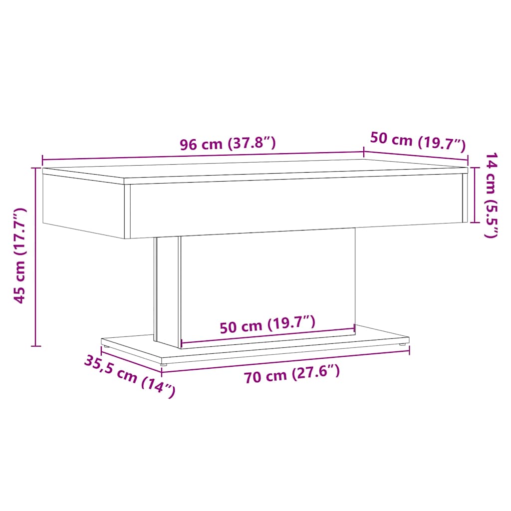 Coffee Table Old Wood 96x50x45 cm Engineered Wood