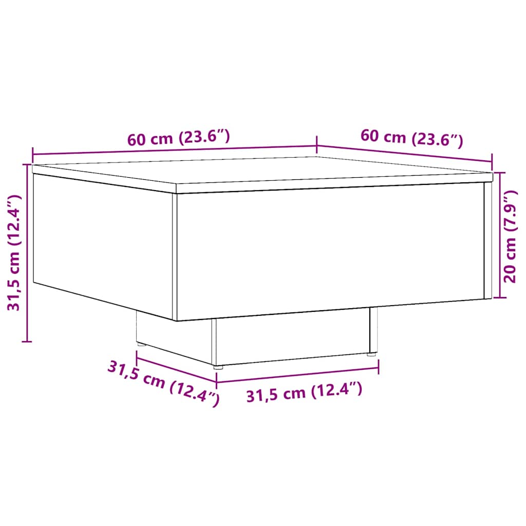 Coffee Table Artisan Oak 60x60x31.5 cm Engineered Wood
