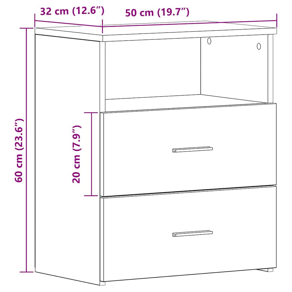 Bedside Cabinet Old Wood 50x32x60cm Engineered Wood