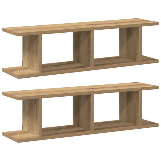 Wall Shelves 2 pcs Artisan Oak 75x18x20 cm Engineered Wood