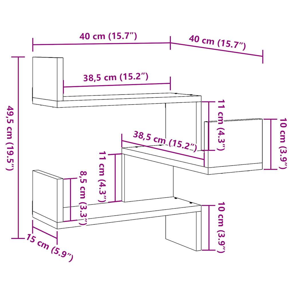 Wall Corner Shelf Old Wood 40x40x49,5 cm Engineered Wood