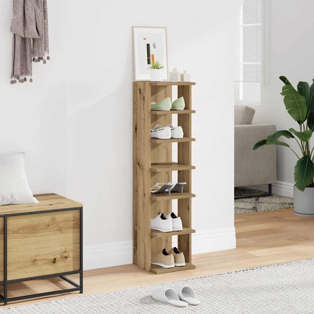 Shoe Cabinet Artisan Oak 28x27x102 cm Engineered Wood
