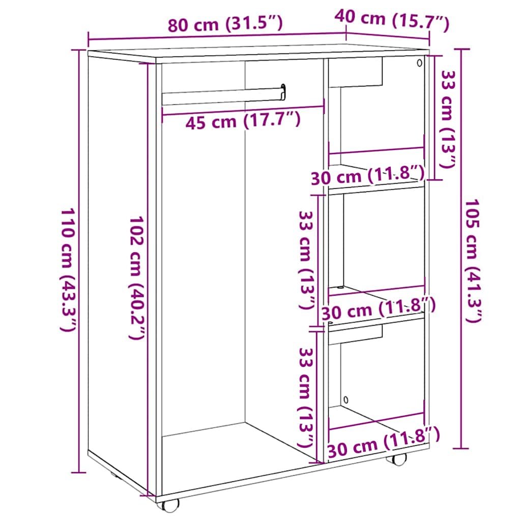 Wardrobe Old Wood 80x40x110 cm Engineered Wood