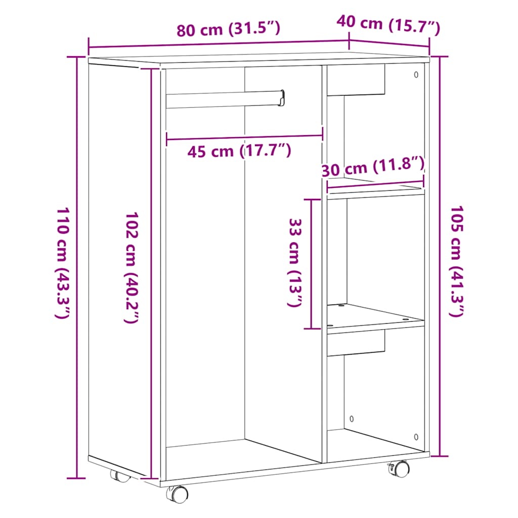 Wardrobe Artisan Oak 80x40x110 cm Engineered Wood