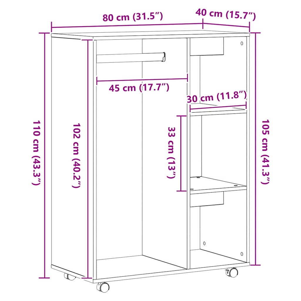 Wardrobe Artisan Oak 80x40x110 cm Engineered Wood