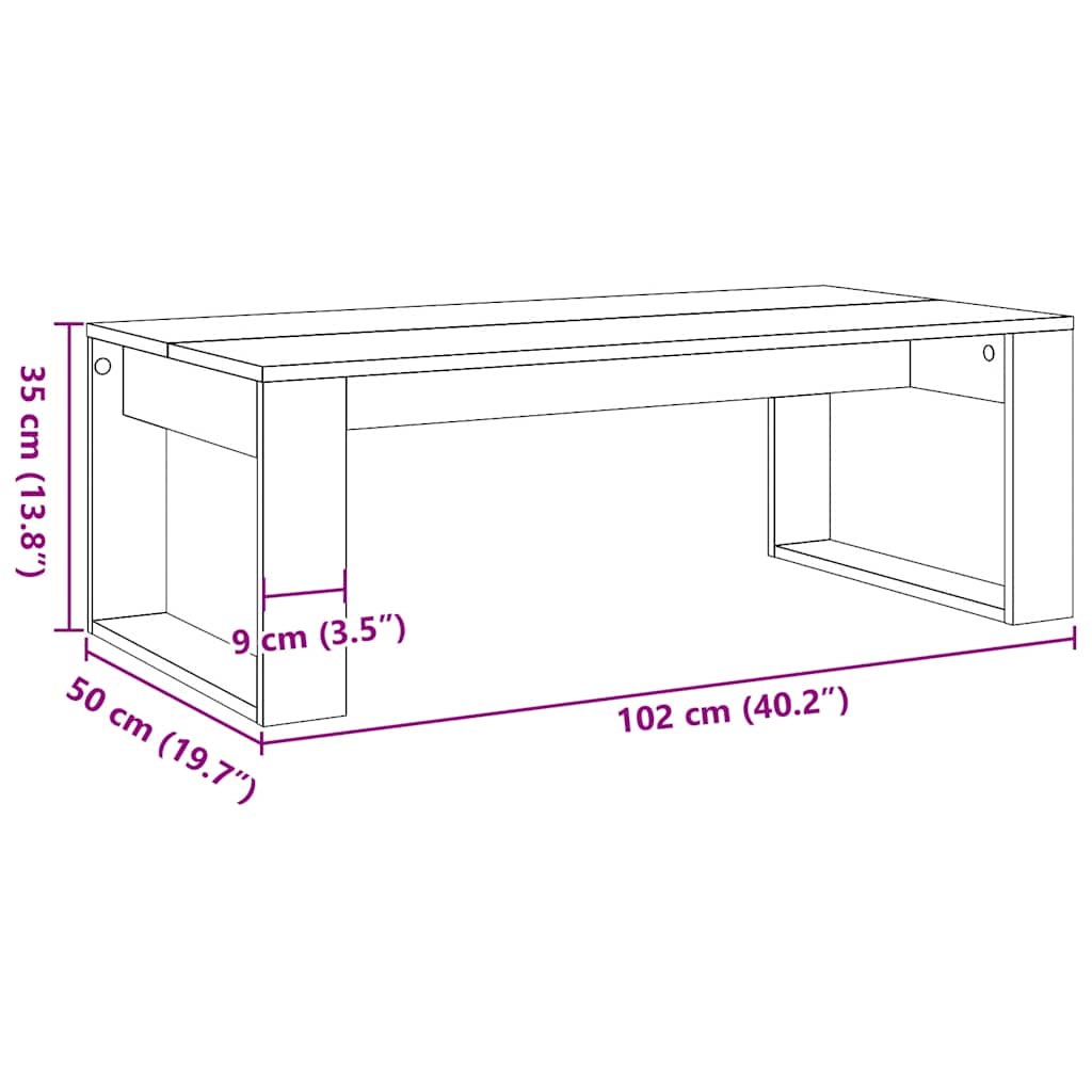 Coffee Table Artisan Oak 102x50x35 cm Engineered Wood